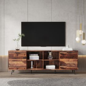 TV Stands 2 side cabinets & 1 shelf Large Storage Cabinet for Living Room Bedroom; Walnut