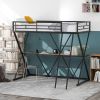 Twin Size Loft Bed with Desk; Ladder and Full-Length Guardrails; X-Shaped Frame; Black(Old SKU:SM000223AAB)