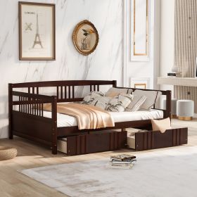 Full Size Daybed Wood Bed with Two Drawers; Espresso(OLD SKU:LP000058AAP)