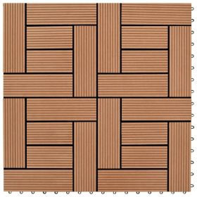 Brown 11 pcs 11.8"x11.8" Decking Tiles WPC 11 ftÂ¬â‰¤