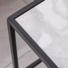 Nesting End/Side Table,Night Stand 2-Piece Set,Square Sintered stone Top with Black Metal Frame