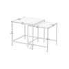 Nesting End/Side Table,Night Stand 2-Piece Set,Square Sintered stone Top with Black Metal Frame