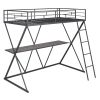 Twin Size Loft Bed with Desk; Ladder and Full-Length Guardrails; X-Shaped Frame; Black(Old SKU:SM000223AAB)