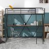 Twin Size Loft Bed with Desk; Ladder and Full-Length Guardrails; X-Shaped Frame; Black(Old SKU:SM000223AAB)