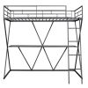 Twin Size Loft Bed with Desk; Ladder and Full-Length Guardrails; X-Shaped Frame; Black(Old SKU:SM000223AAB)