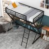 Twin Size Loft Bed with Desk; Ladder and Full-Length Guardrails; X-Shaped Frame; Black(Old SKU:SM000223AAB)