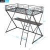 Twin Size Loft Bed with Desk; Ladder and Full-Length Guardrails; X-Shaped Frame; Black(Old SKU:SM000223AAB)