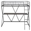 Twin Size Loft Bed with Desk; Ladder and Full-Length Guardrails; X-Shaped Frame; Black(Old SKU:SM000223AAB)