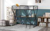 Twin Size Loft Bed with Desk; Ladder and Full-Length Guardrails; X-Shaped Frame; Black(Old SKU:SM000223AAB)