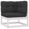 13 Piece Patio Lounge Set with Cushions White Solid Pinewood