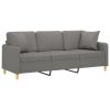 3-Seater Sofa with Pillows&Cushions Dark Gray 70.9" Fabric