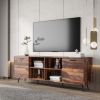 TV Stands 2 side cabinets & 1 shelf Large Storage Cabinet for Living Room Bedroom; Walnut