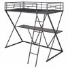 Twin Size Loft Bed with Desk; Ladder and Full-Length Guardrails; X-Shaped Frame; Black(Old SKU:SM000223AAB)