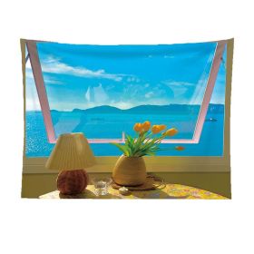 False Window Window Scenery Background Cloth (Option: Sea salt lemon-130x150cm)