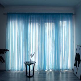 Simple And Modern Balcony Solid Color Gauze Curtain (Option: Sky Blue-2.5x2.7Hook)