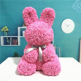 45cm Roses Bunny Valentines Day Eternal Flower Rabbit Romantic Wedding Engagement Ceremony Party Decoration Christmas Gifts (Option: Pink-45cm)