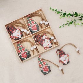 Christmas Faceless Doll Wooden Pendant Decoration Set (Option: Section A)