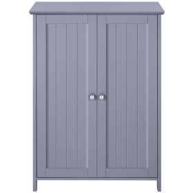 Wooden Double Door Bathroom Storage Floor Cabinet (Wooden: Gray)