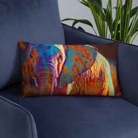 Accent Pillow, Colorful Elephant Print (size: 20âˆšÃ³12)