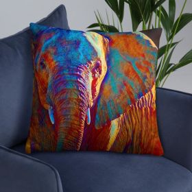 Accent Pillow, Colorful Elephant Print (size: 22âˆšÃ³22)