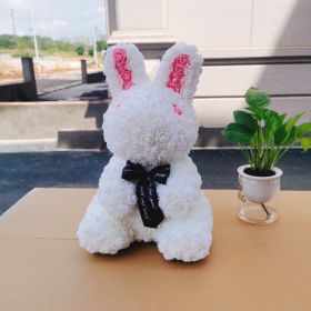 45cm Roses Bunny Valentines Day Eternal Flower Rabbit Romantic Wedding Engagement Ceremony Party Decoration Christmas Gifts (Option: White pink ears-40)